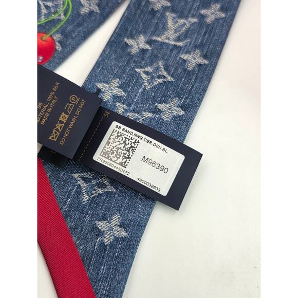 Louis Vuitton Blue LV X TM Silk Monogram Cerises Bandeau Denim - Picture 5 of 11